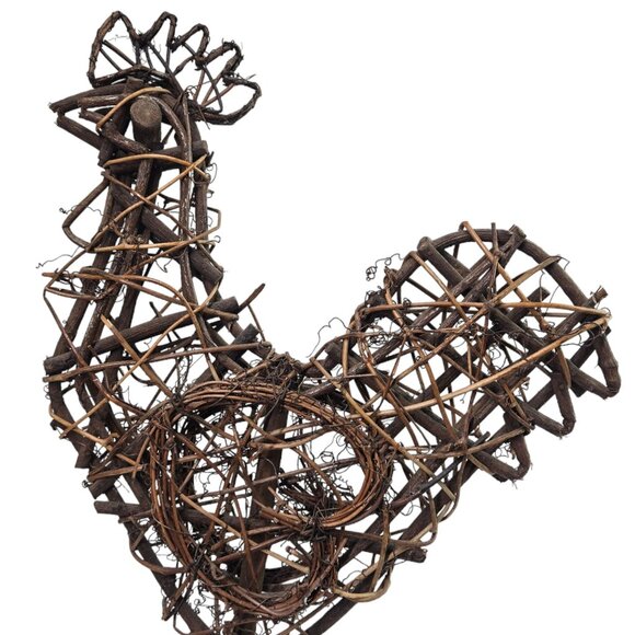 Chicken Rooster Twig Sculpture Statue 19 Inch Vine Art Vintage FarmCore - Picture 3 of 11